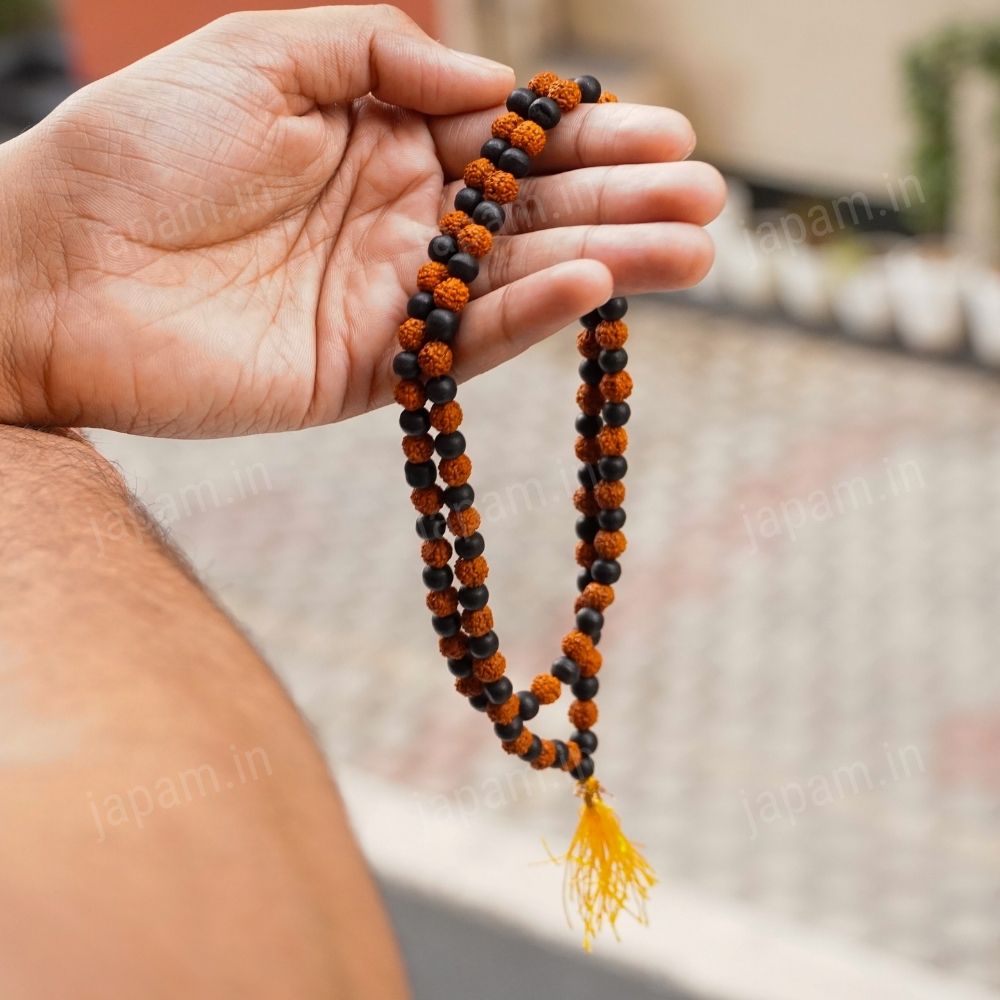 Divya Shaktam Rudraksha Karungali Mala - 108+1 Beads
