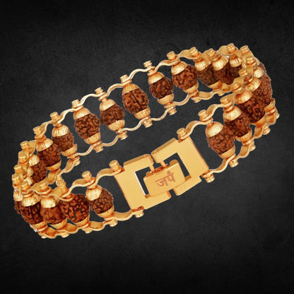 Gold Plated Modern Rudraksha Bracelet