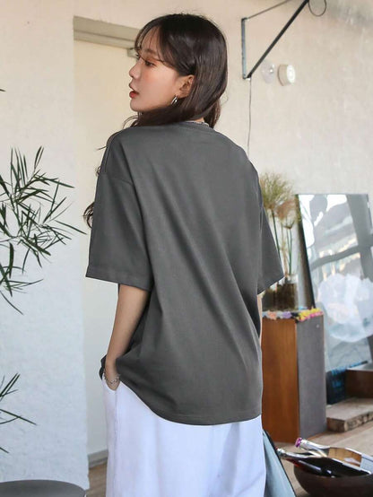 DAZY Letter Graphic Drop Shoulder Tee Summer Oversized T-Shirt