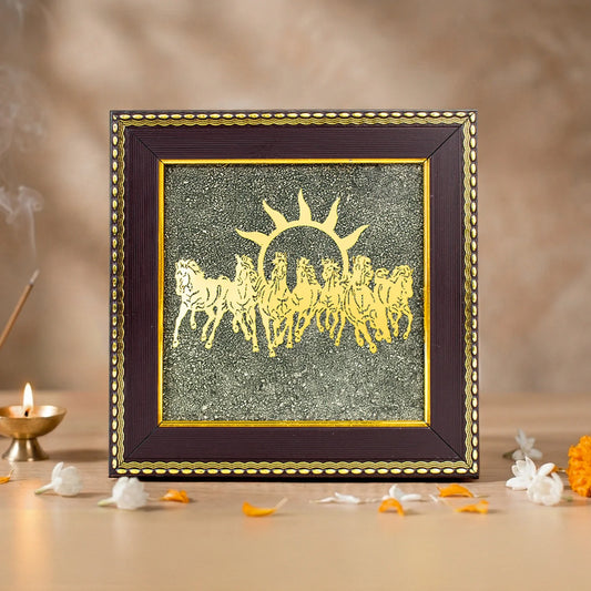 7 Horses Pyrite Frame for Wealth, Success & Positive Energy