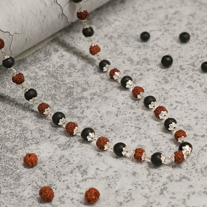 Silver Plated Divya Rudraksha Karungali Mala