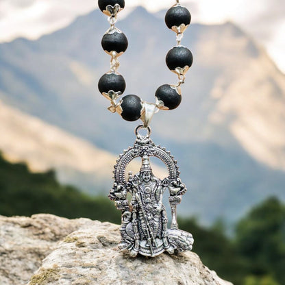 Lord Murugan Karungali Malai Silver Gold Cap Certified