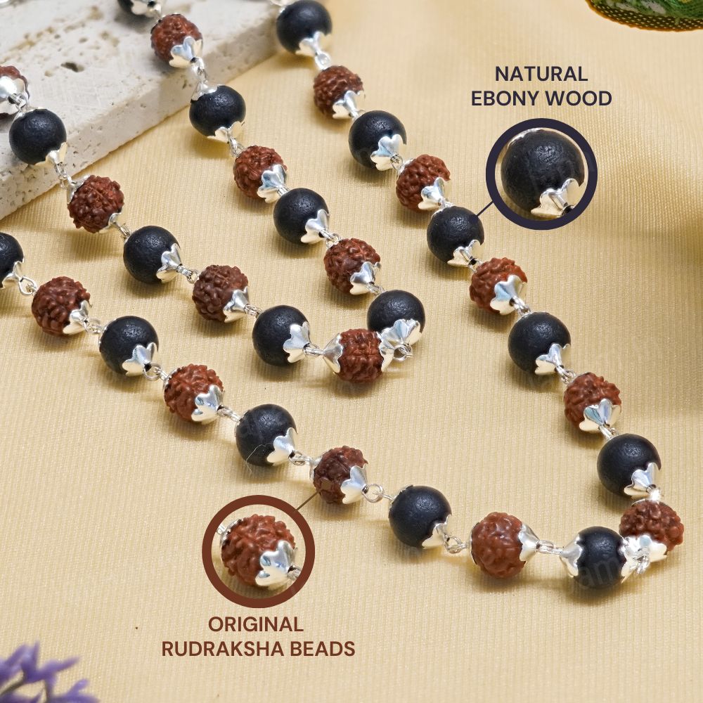 Silver Plated Divya Rudraksha Karungali Mala