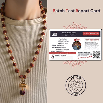 Gold Plated Rudraksha Trishool Necklace