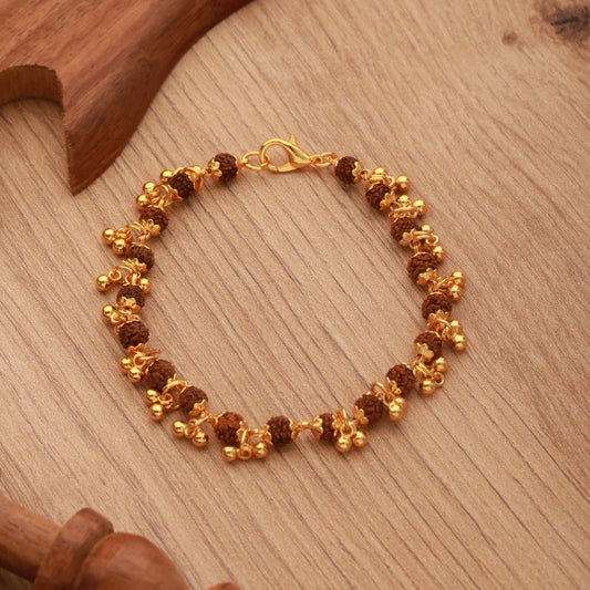 Gold Plated Elemental Rudraksha Bracelet For Women