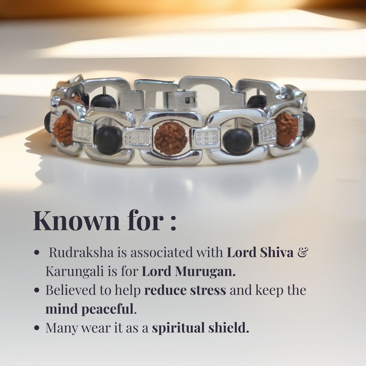 Silver Plated Essential Rudraksha Karungali Bracelet