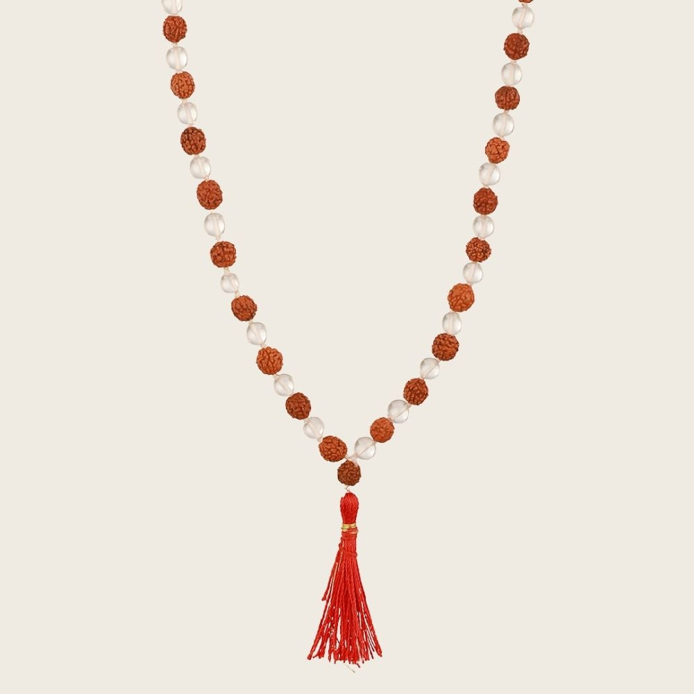 Sphatik and Rudraksha Mala - 108+1 Beads