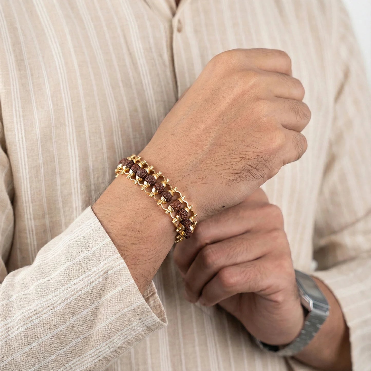 Gold Plated Rudraksha Bracelet