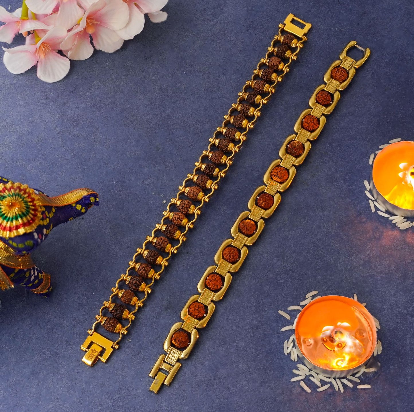 Gold Plated Modern + Essential Rudraksha Bracelet Combo