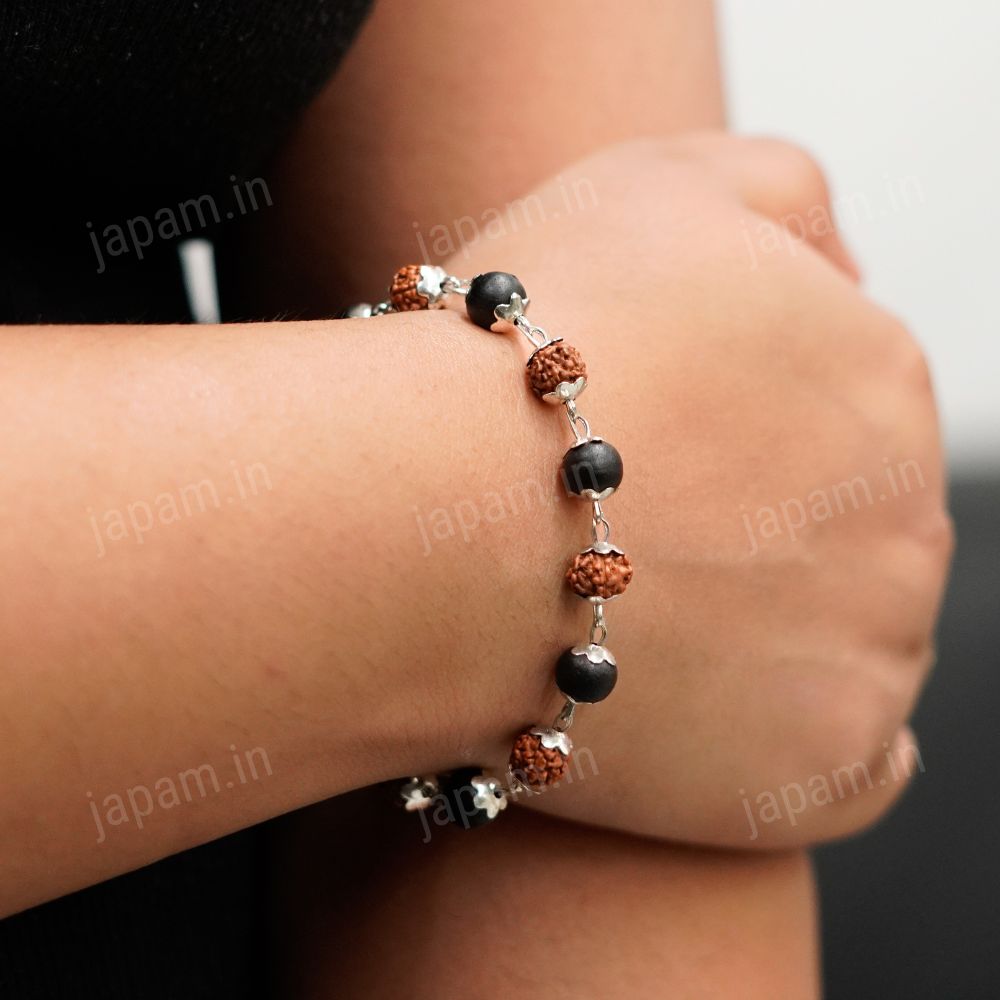 Silver Plated Rudraksha Karungali Bracelet