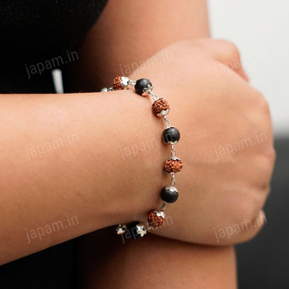 Silver Plated Rudraksha Karungali Bracelet