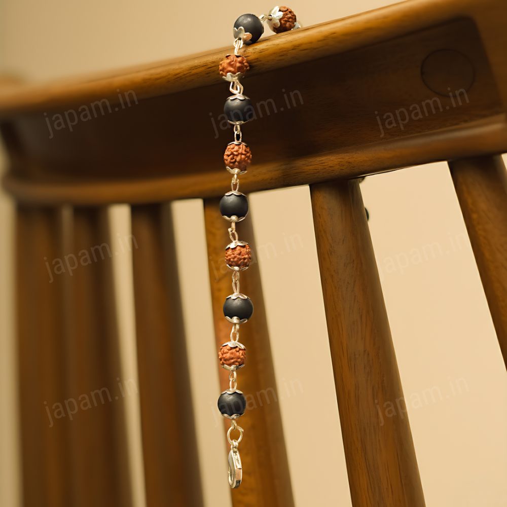 Silver Plated Rudraksha Karungali Bracelet