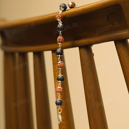Silver Plated Rudraksha Karungali Bracelet