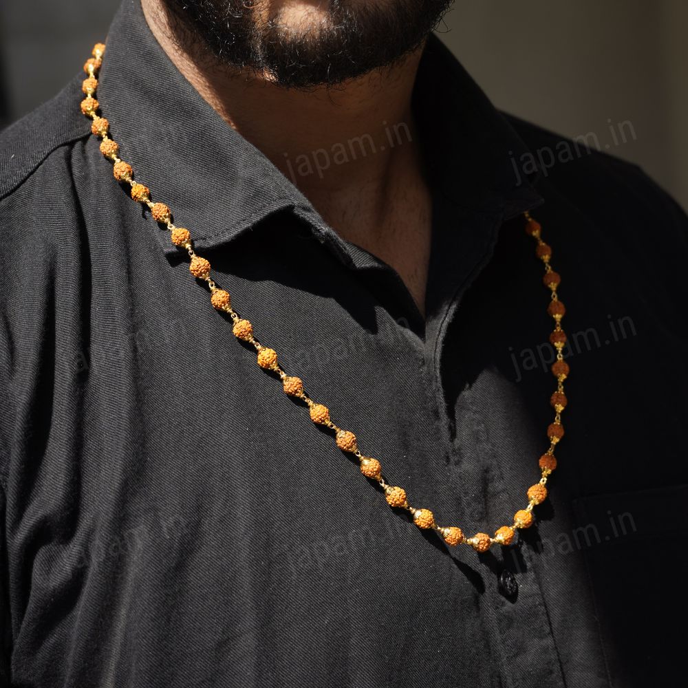 Gold Plated Shivoham Rudraksha Mala