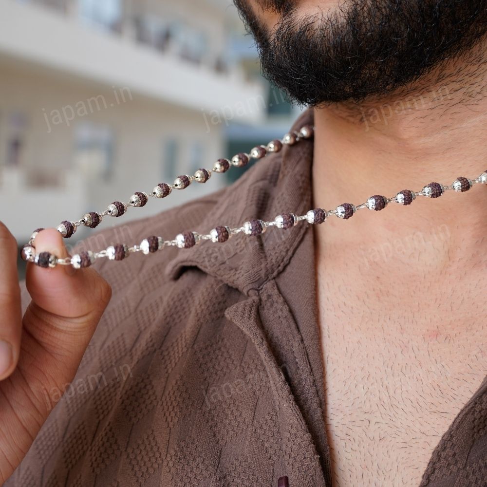 Silver Plated Elegant Rudraksha Mala