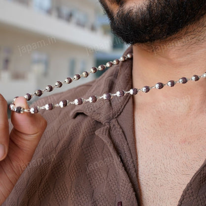 Silver Plated Elegant Rudraksha Mala