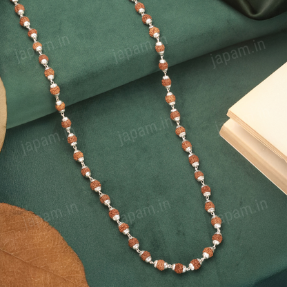 Silver Plated Elegant Rudraksha Mala