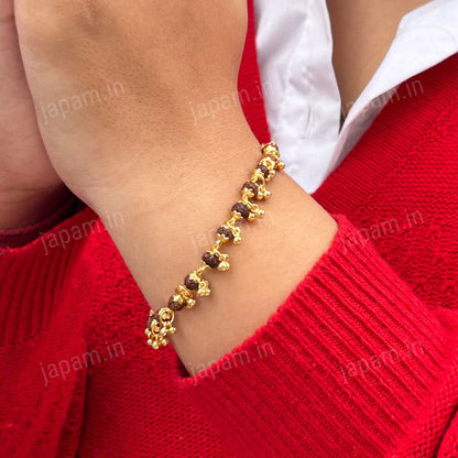 Gold Plated Elemental Rudraksha Bracelet For Women