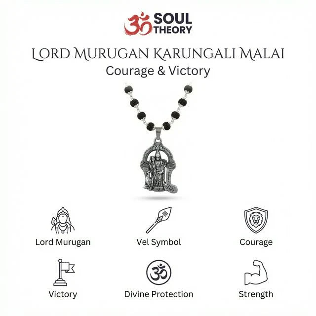 Lord Murugan Karungali Malai Silver Gold Cap Certified