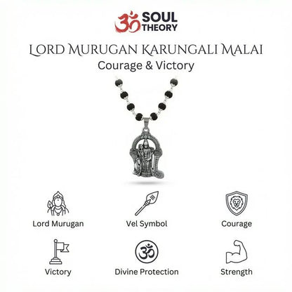 Lord Murugan Karungali Malai Silver Gold Cap Certified