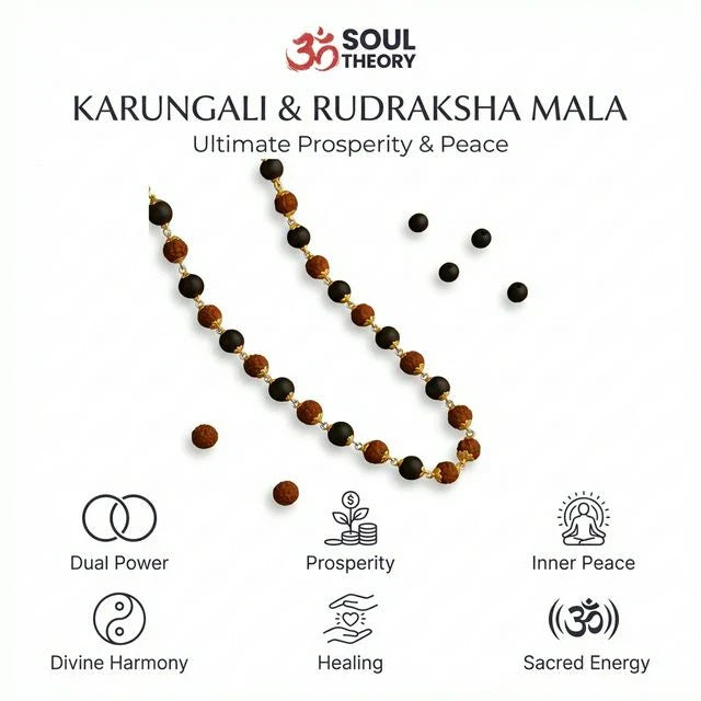 Karungali Rudraksha Malai Gold Silver Cap Plated Necklace