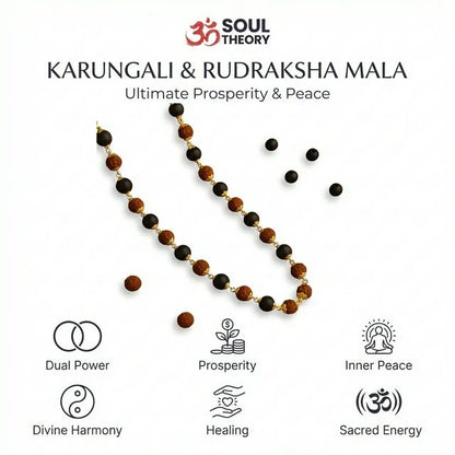 Karungali Rudraksha Malai Gold Silver Cap Plated Necklace