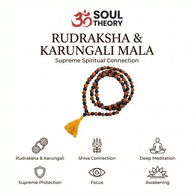 Original Rudraksha Karungali Mala - 108 + 1 Beads