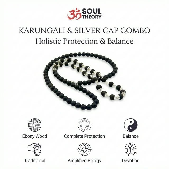Karungali Malai 108-Beads & Karungali Malai Silver Cap Combo