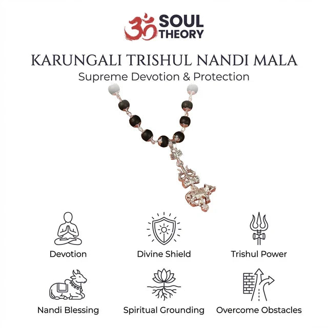 Karungali Mala with Trishul Nandi Pendant