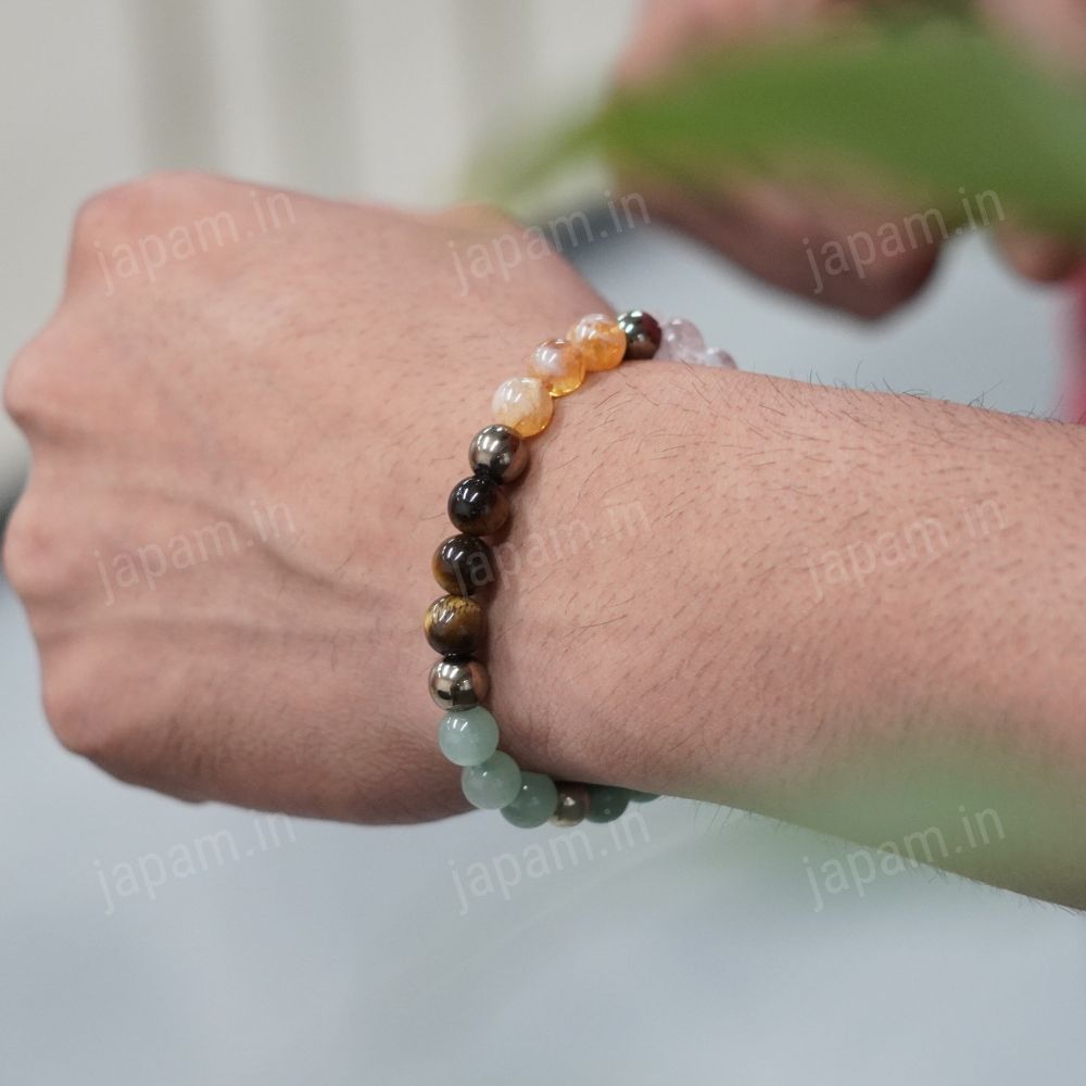 Dhanlabh Band with Pyrite, Tiger Eye, Citrine, Aventurine, Sphatik & Jade Beads