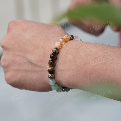 Dhanlabh Band with Pyrite, Tiger Eye, Citrine, Aventurine, Sphatik & Jade Beads