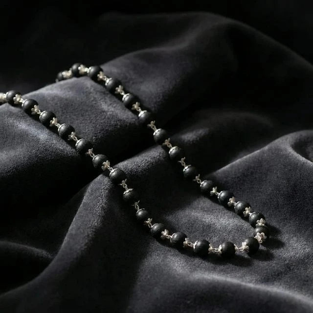 Karungali Malai Silver Cap Plated Necklace