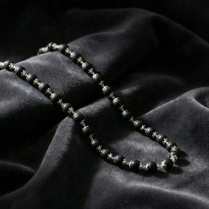 Karungali Malai Silver Cap Plated Necklace