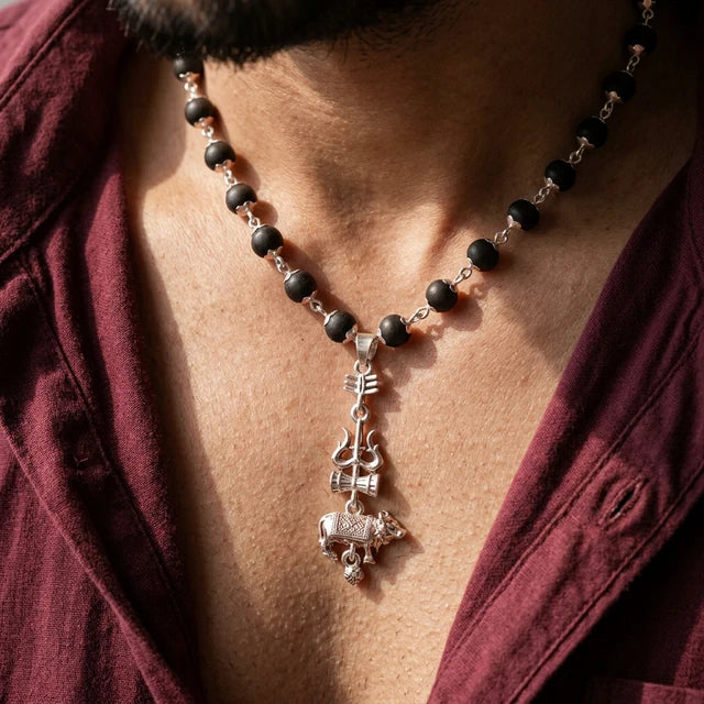 Karungali Mala with Trishul Nandi Pendant