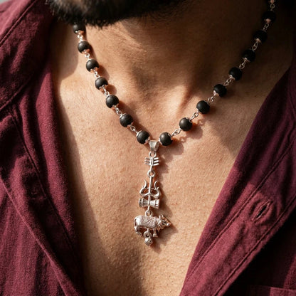 Karungali Mala with Trishul Nandi Pendant
