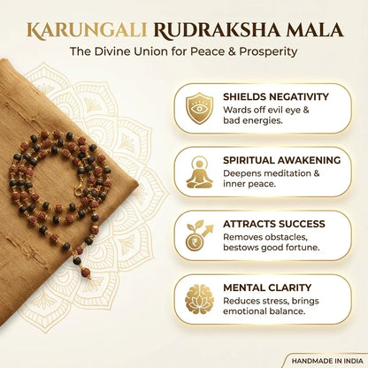 Karungali Rudraksha Malai Gold Silver Cap Plated Necklace